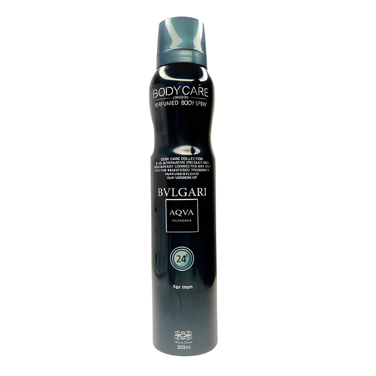 اسپری مردانه بادی کر آکوا بولگاری حجم 200میل Body Care Perfumed Deodorant Bvlgari Aqva 200ml اسپری بدن بولگاری اسپری خوشبو کننده